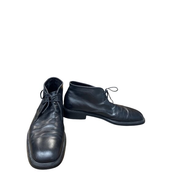 Salvatore Ferragamo Mens Italian Black Leather Chukka Boots Size 12D SKU 9331